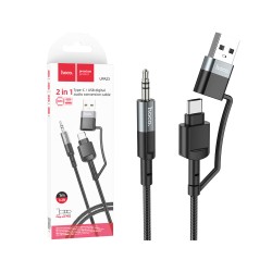 Cable de conversión de audio Hoco UPA 23 Tipo c+USB a 3,5 mm 1m Gris Metálico
